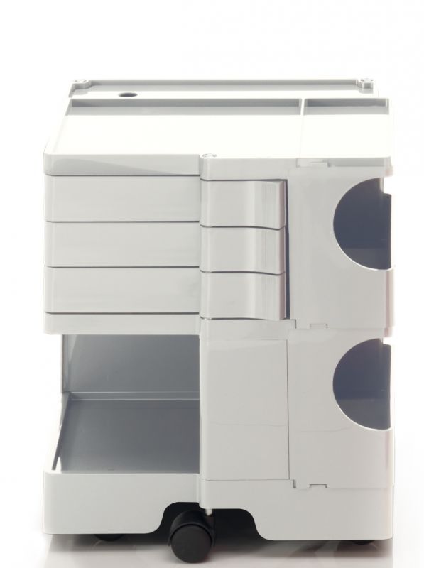 Weißer Boby B23 Rollcontainer mit Schubladen und Fächern, ideal für Büro und Arbeitszimmer.